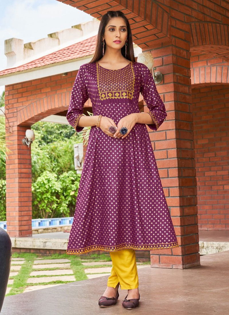 Ala Vaikuthupuram Super Printed Designer Wholesale Anarkali Kurtis
